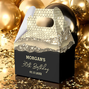 Birthday Black Gold Glitzer Name Vielen Dank Geschenkschachtel