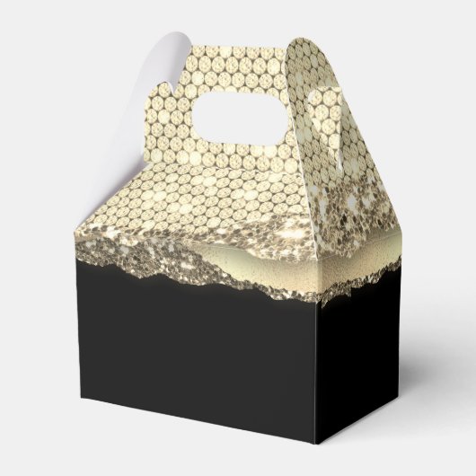 Birthday Black Gold Glitzer Name Vielen Dank Geschenkschachtel (Rückseite)