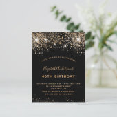 Birthday Black Gold Glitzer QR UAWG Einladung Postkarte (Stehend Vorderseite)