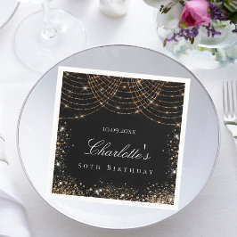 Birthday Black Gold Glitzer Staub Name elegante Gl Serviette