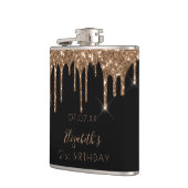 Birthday Black Gold Glitzer Tropfen Name Flachmann (Links)