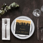 Birthday Black Gold Glitzer Tropfen Name Serviette