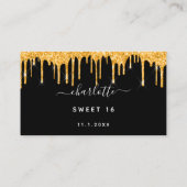 Birthday Black Gold Glitzer Tropfen Party UAWG Begleitkarte (Rückseite)