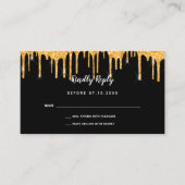 Birthday Black Gold Glitzer Tropfen Party UAWG Begleitkarte (Vorderseite)