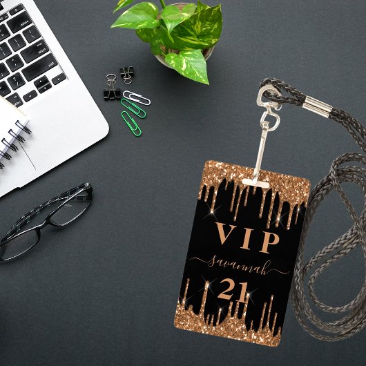 Birthday Black Gold Glitzer Tropfen Vip Einladung Ausweis