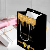 Birthday Black Gold Glitzer Vielen Dank Mittlere Geschenktüte