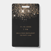 Birthday Black Gold Glitzer Vip Einladung Ausweis (Rückseite)
