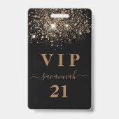 Birthday Black Gold Glitzer Vip Einladung Ausweis (Vorderseite)