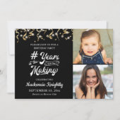 Birthday Black Gold JAHRE IM MAKING 2 Foto Einladung (Vorderseite)