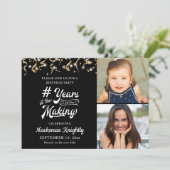 Birthday Black Gold JAHRE IM MAKING 2 Foto Einladung (Stehend Vorderseite)