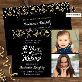 Birthday Black Gold JAHRE IM MAKING 2 Foto Einladung