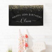 Birthday Black Gold jedes Alters Glitzer Girl Banner (Insitu)