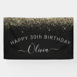 Birthday Black Gold jedes Alters Glitzer Girl Banner