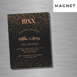 Birthday Black Gold Konfetti Jahr Geburt Luxus Magneteinladung<br><div class="desc">Modernes,  elegantes und einladendes Hotel. Ein schwarzer Hintergrund mit goldenem Konfetti. Personalisieren und fügen Sie das Geburtsjahr,  den Namen und die Details hinzu.</div>