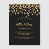 Birthday Black Gold Konfetti Luxus Magneteinladung (Vorderseite)