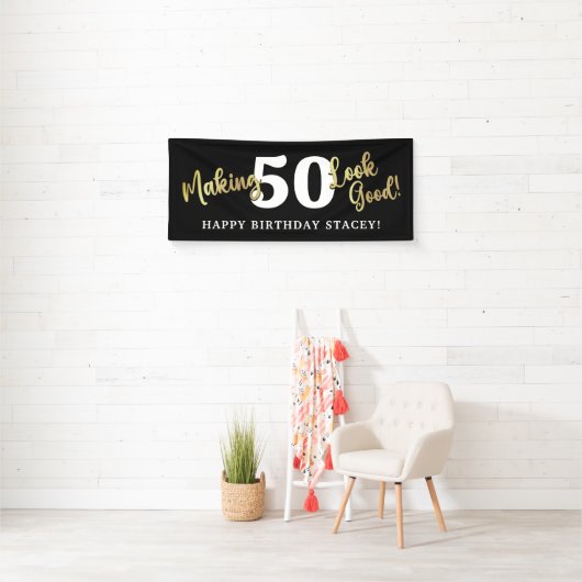 Birthday Black Gold machen Alter gut aussehen Banner (Insitu)