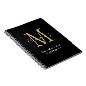Birthday Black Gold Monogram Name Guest Book Notizblock (Rechte Seite)
