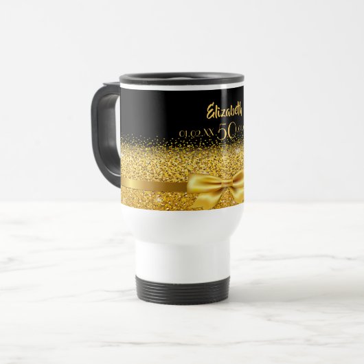 Birthday Black Gold Reisebecher (Vorderseite Links)