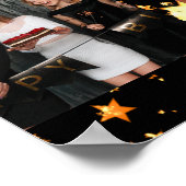 Birthday Black Gold Stars Foto Collage Poster (Ecke)