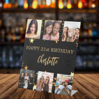 Birthday Black Gold Stars Foto Collage