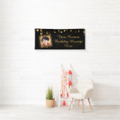 Birthday Black Gold Stars Foto Skript Custom Text Banner (Insitu)