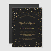 Birthday Black Gold Stars Party Luxus Magneteinladung (Vorne/Hinten)