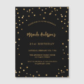 Birthday Black Gold Stars Party Luxus Magneteinladung (Vorderseite)