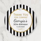 Birthday Black Gold Stripe Vielen Dank für Ihre Un Geschenkanhänger (Rückseite)