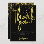 Birthday Black Gold Typografie Dankeskarte (Vorne/Hinten)