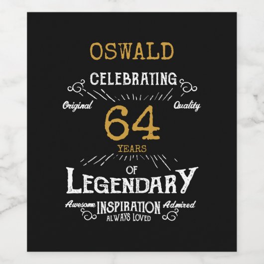 Birthday Black Gold Weinetikett (Einzelnes Label)