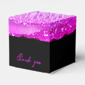 Birthday Black Hot Pink Glitzer Name Vielen Dank Geschenkschachtel (Rückseite)