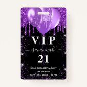 Birthday Black lila Ballon Vip Einladung Ausweis (Vorderseite)