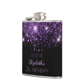 Birthday Black lila Glitzer beste Freunde Flachmann (Links)