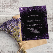 Birthday Black lila Glitzer Einladung Flyer
