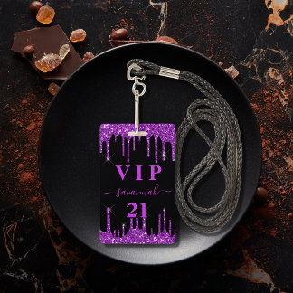 Birthday Black lila Glitzer Tropfens Vip Einladung Ausweis