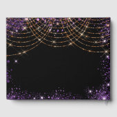 Birthday Black lila Gold Glitzer Staubname Gästebuch (Rückseite)