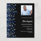 Birthday Black Marine Blue Foto Einladung (Vorderseite)