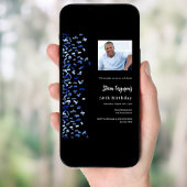 Birthday Black Marine Blue Foto Einladung