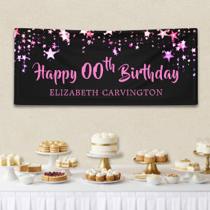 Birthday Black Pink Stars Personalisiert Banner