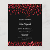 Birthday Black Red Confetti Einladung (Vorderseite)