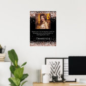 Birthday Black Rose Gold Foto Empfang Poster (Heimbüro)