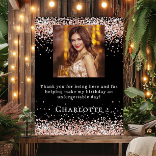 Birthday Black Rose Gold Foto Empfang Poster