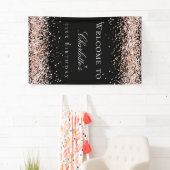 Birthday Black Rose Gold Glitzer Empfang Banner (Insitu)