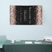 Birthday Black Rose Gold Glitzer Empfang Banner (Messeveranstaltung)