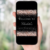 Birthday Black Rose Gold Glitzer Empfang Poster