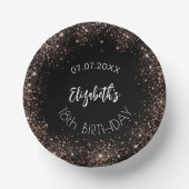 Birthday Black Rose Gold Glitzer Mädchenname Pappteller (Vorderseite)