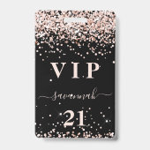 Birthday Black Rose Golden Rose Glitzer Vip Ausweis (Vorderseite)