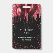 Birthday Black Rot Ballons Glitzer Vip Ausweis (Rückseite)