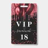 Birthday Black Rot Ballons Glitzer Vip Ausweis (Vorderseite)