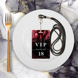 Birthday Black Rot Ballons Glitzer Vip Ausweis